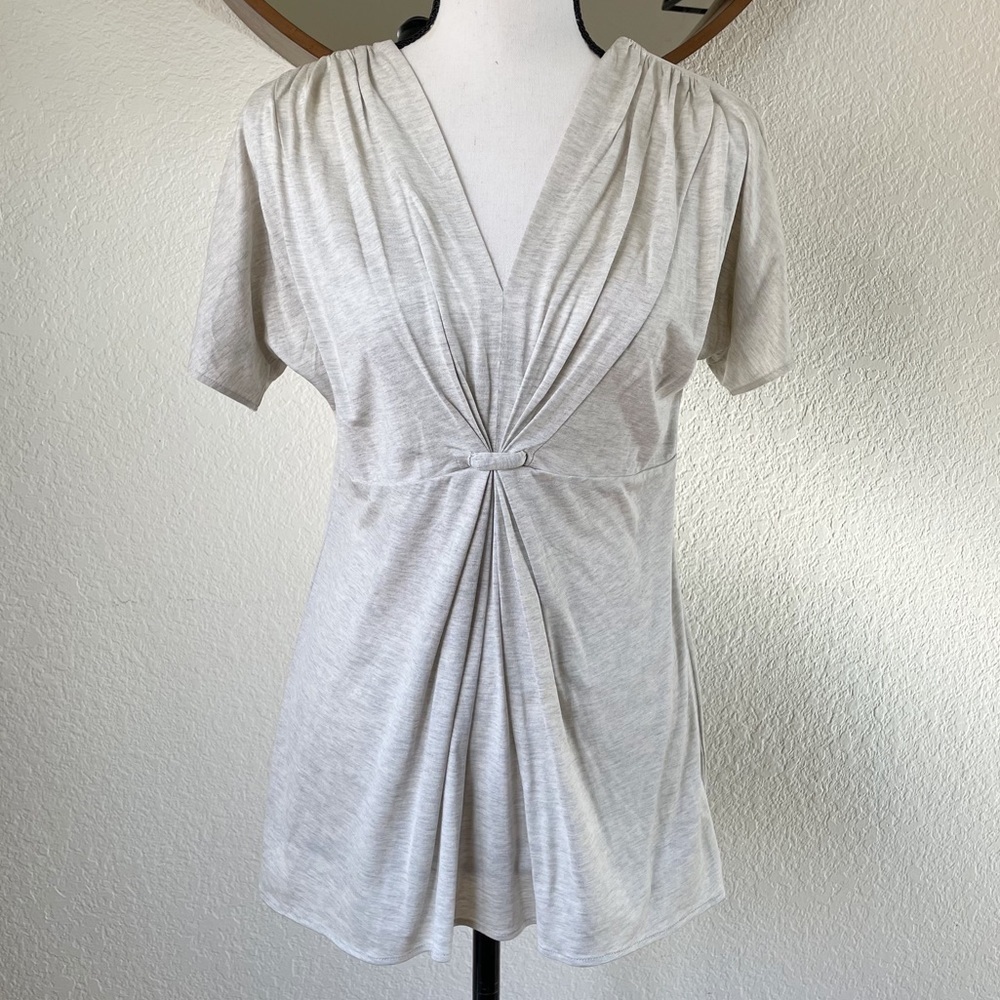 Banana Republic 100% Silk Gathered Front Short Sleeve Top